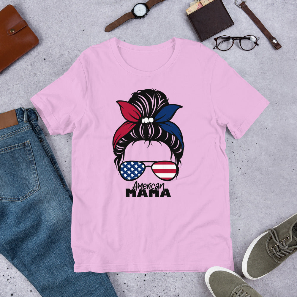 American Mama Messy Bun Unisex t-shirt