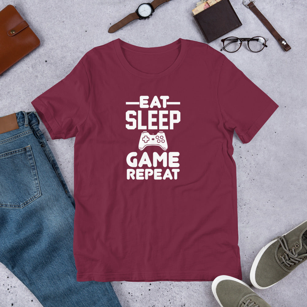 Eat Sleep Game Repeat Gamer Unisex t-shirt