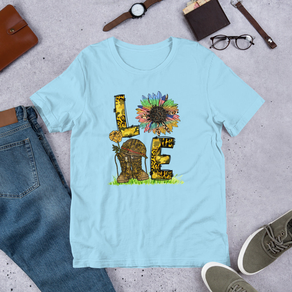 US Military Sunflower Love Block - Military Veteran Unisex t-shirt