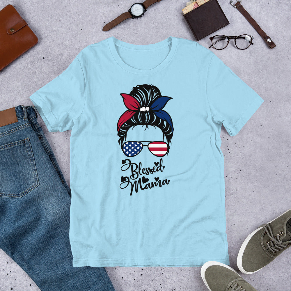 Blessed Mama Messy Bun Unisex t-shirt