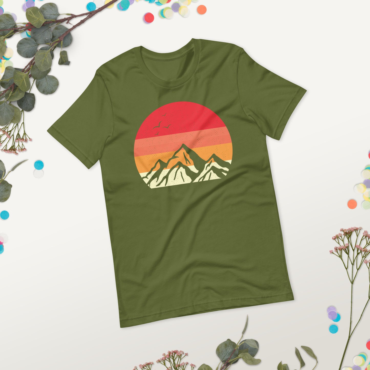 Vintage Mountain Sunset Camping Unisex t-shirt