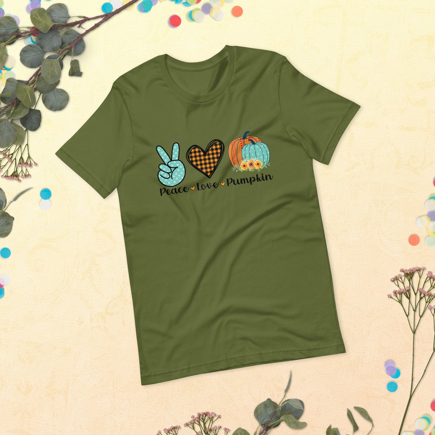 Peace Love Pumpkin Thanksgiving Unisex t-shirt