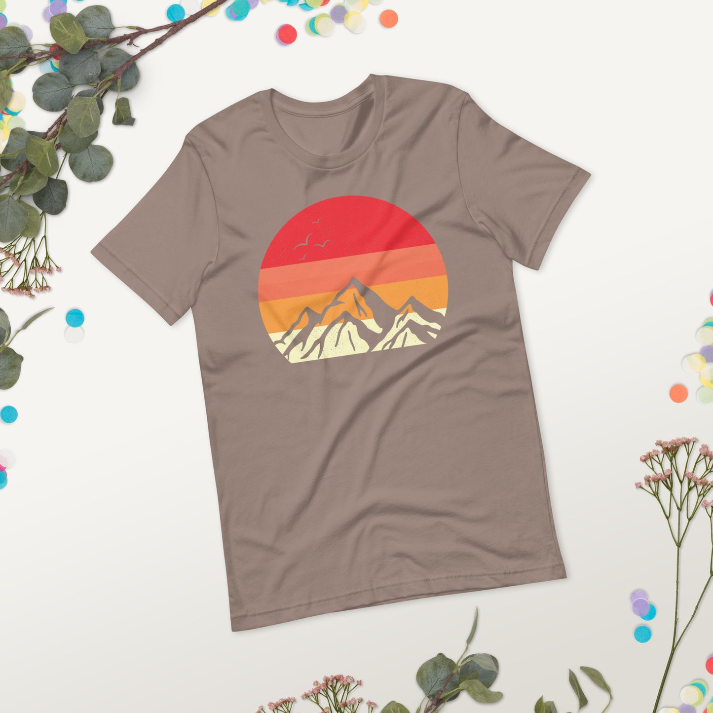 Vintage Mountain Sunset Camping Unisex t-shirt