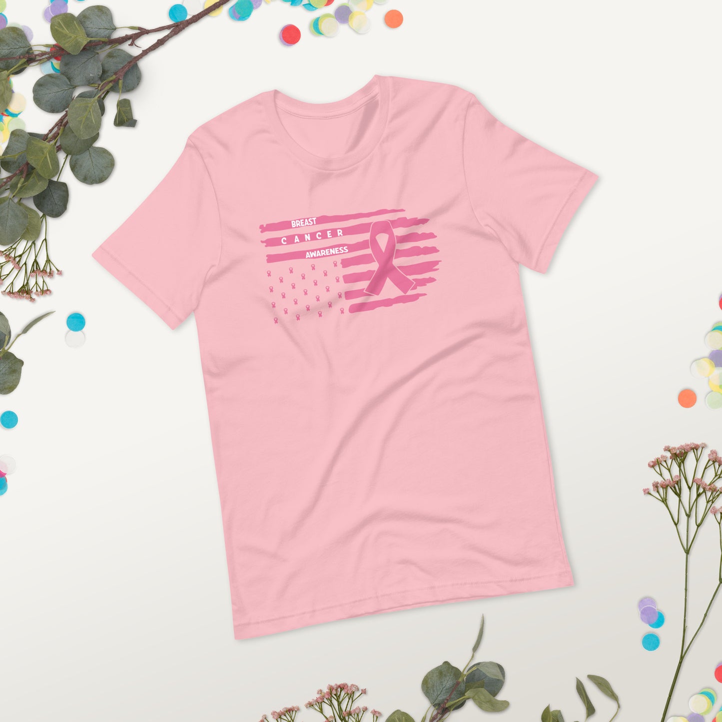 Breast Cancer Awareness American Flag Unisex t-shirt