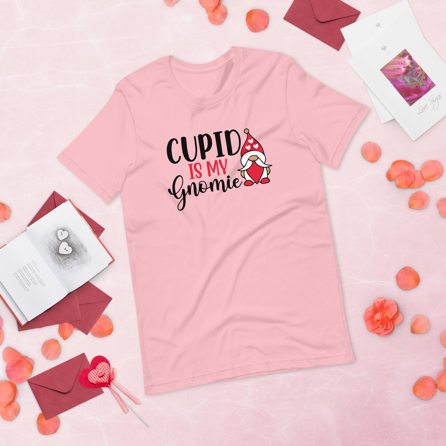 Cupid is My Gnomie Valentine's Day Unisex t-shirt