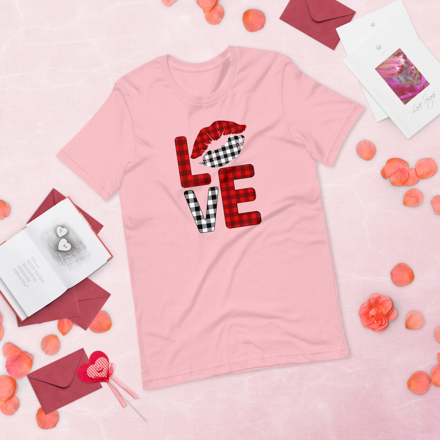 Plaid Love Block Kiss Valentine's Day Unisex t-shirt