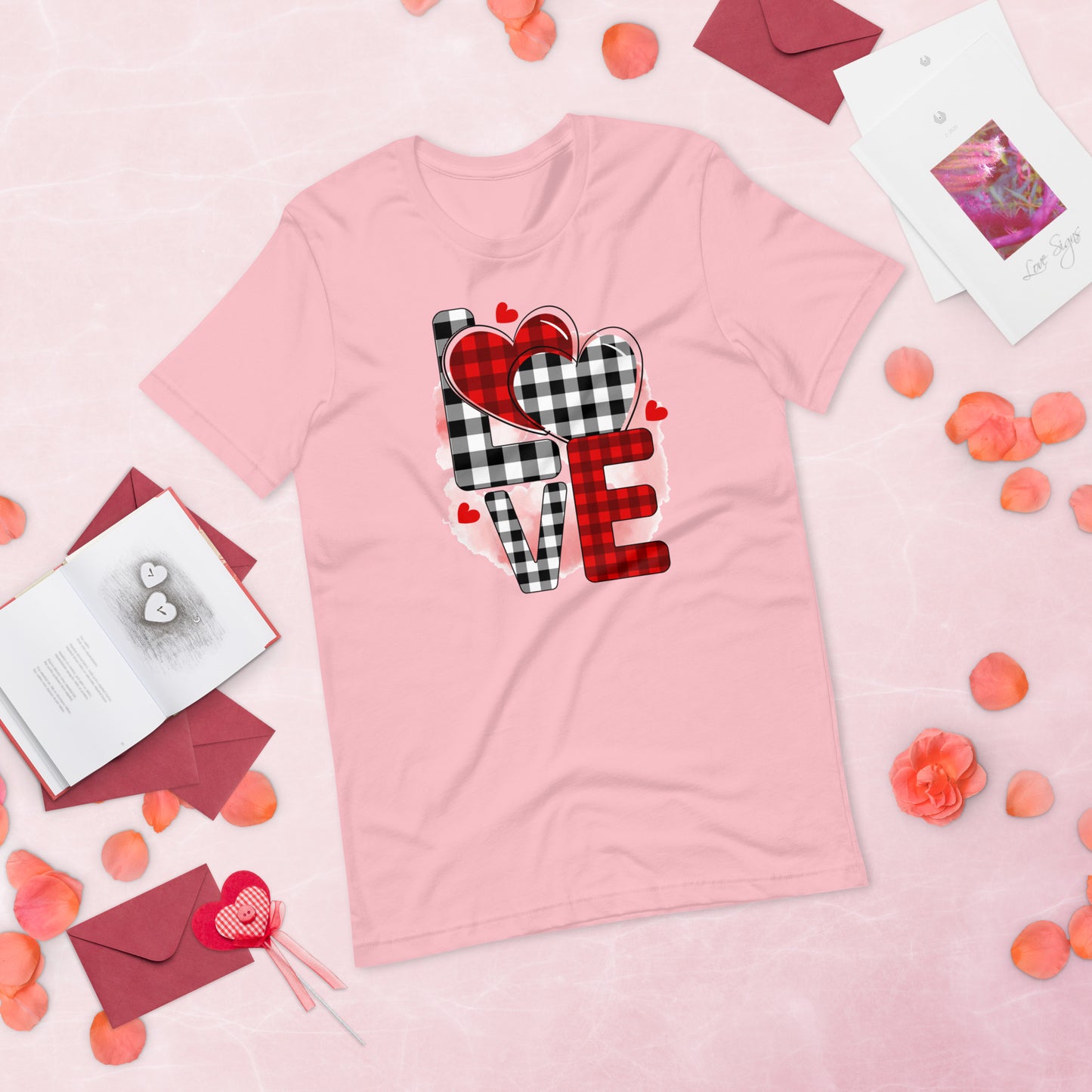 Plaid Love Block Hearts Valentine's Day Unisex t-shirt