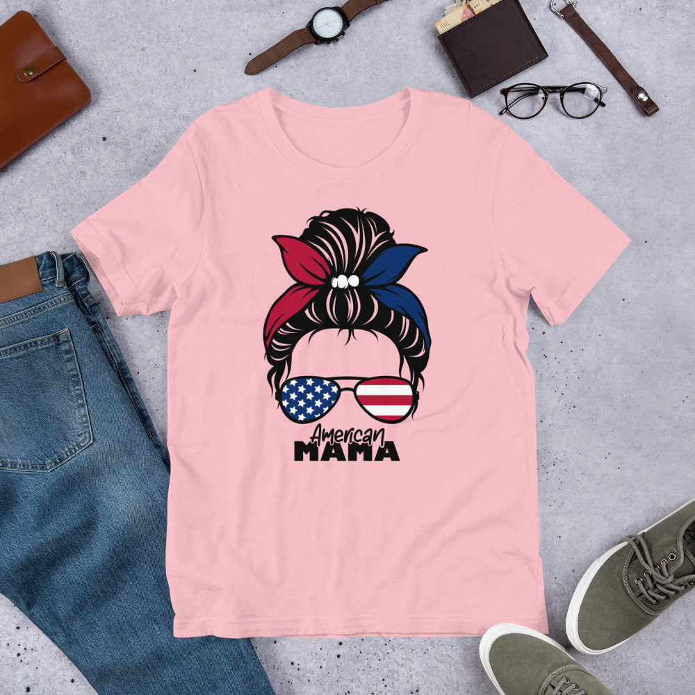 American Mama Messy Bun Unisex t-shirt