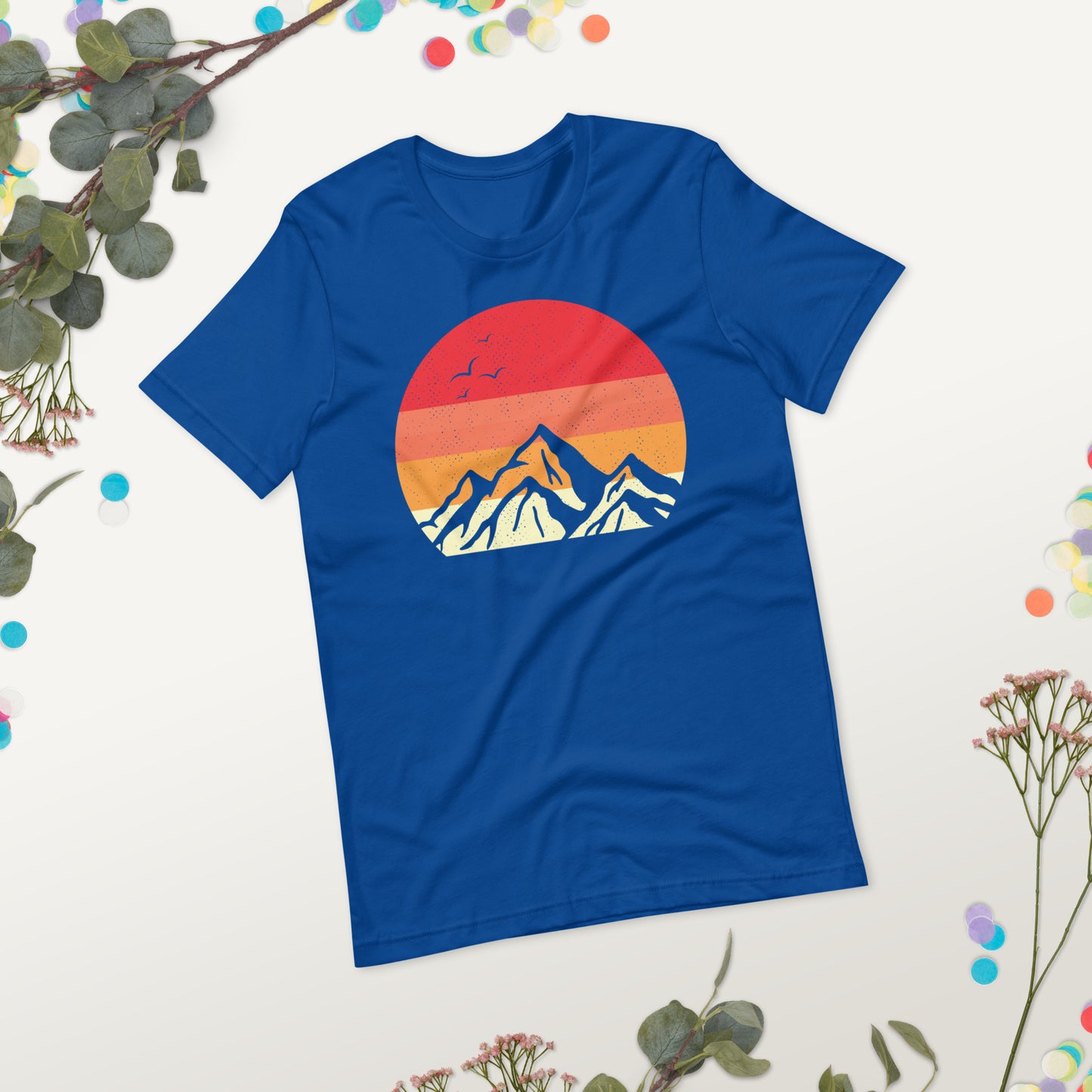 Vintage Mountain Sunset Camping Unisex t-shirt