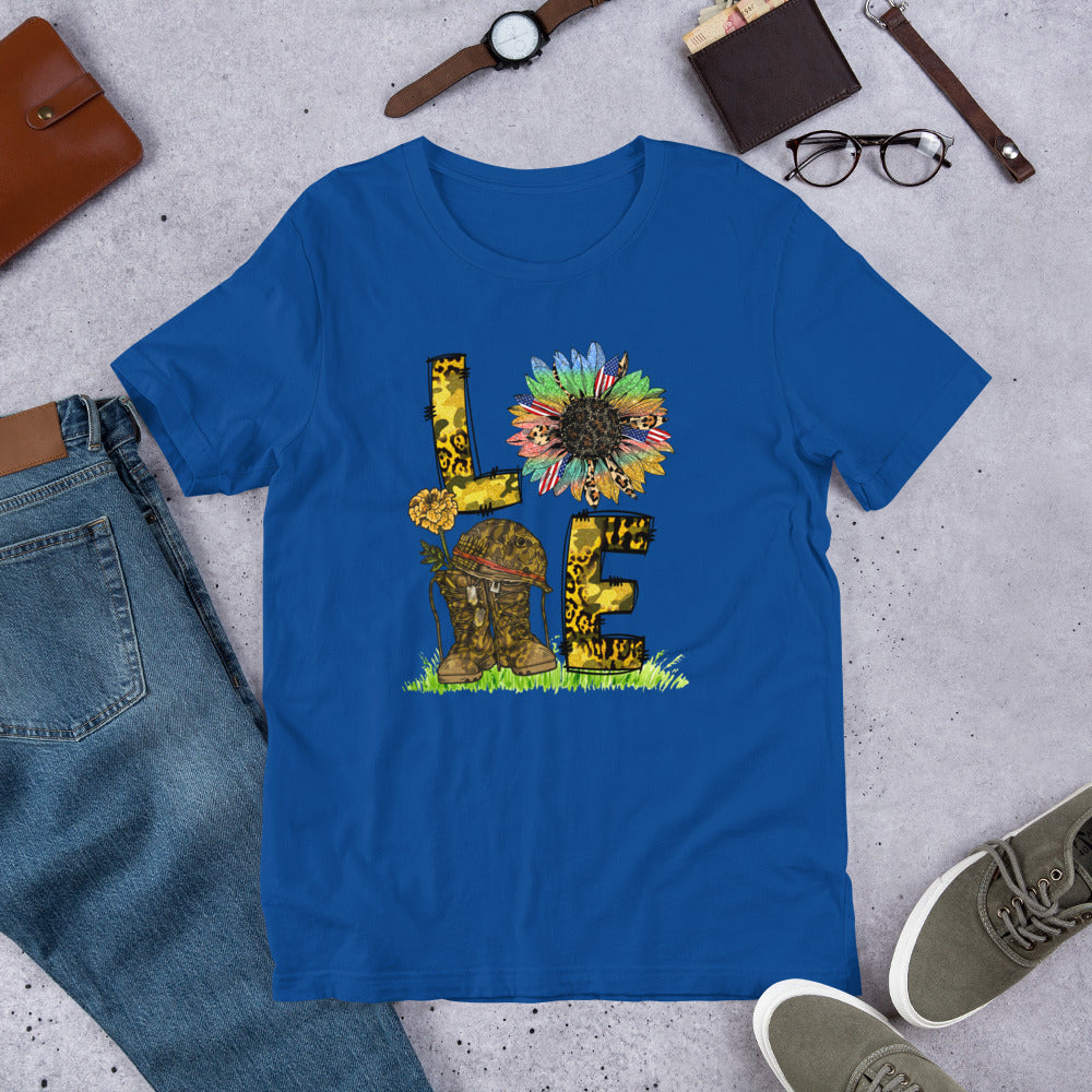 US Military Sunflower Love Block - Military Veteran Unisex t-shirt