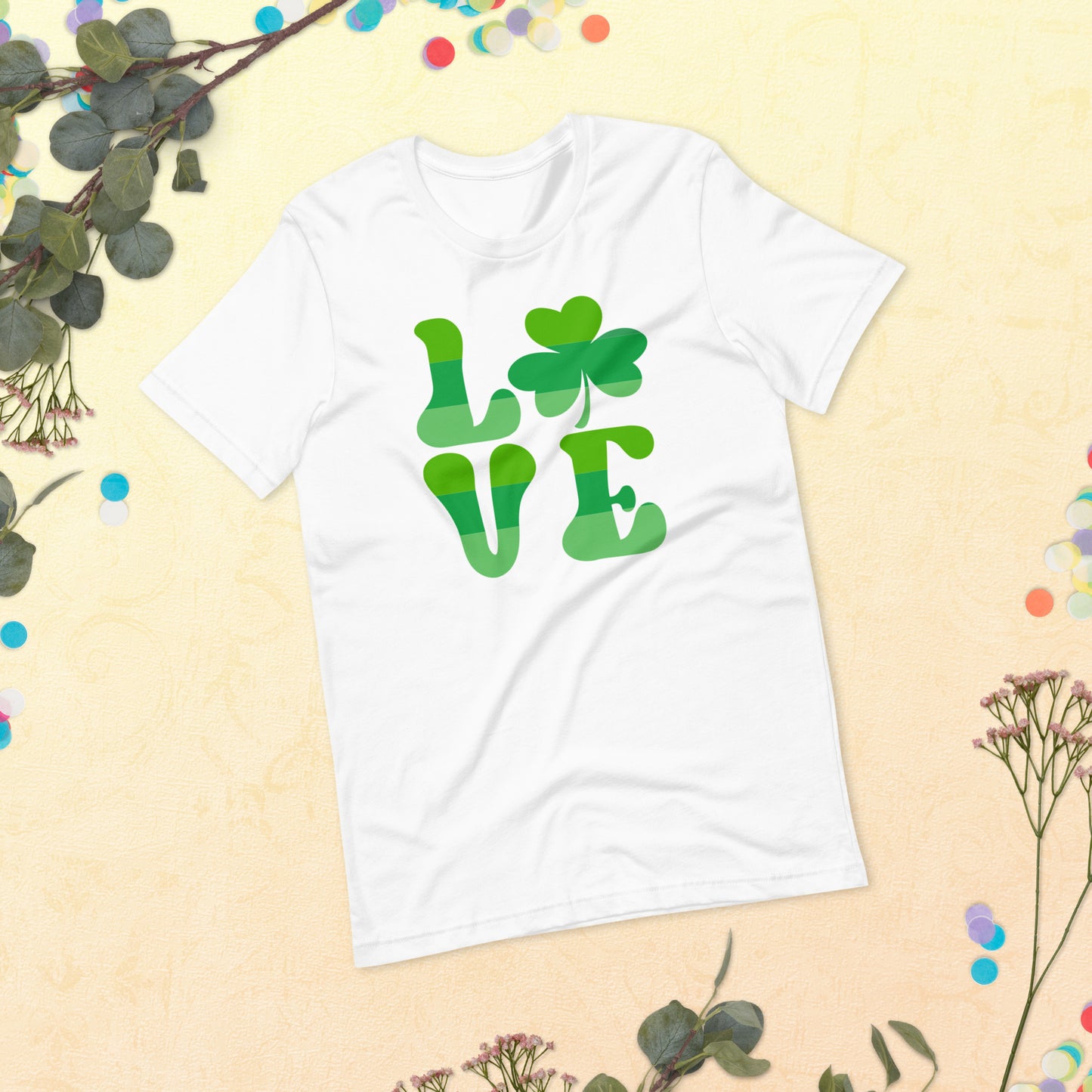 St. Patrick's Day Love Block 4 Leaf Clover Unisex t-shirt