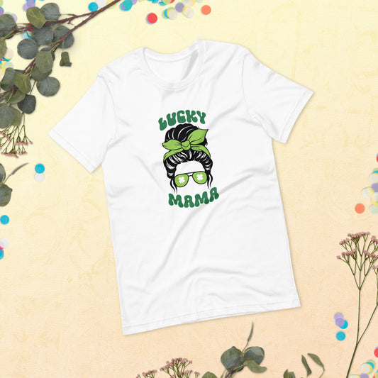 Messy Bun Lucky Mama/Momma St. Patrick's Day Unisex t-shirt