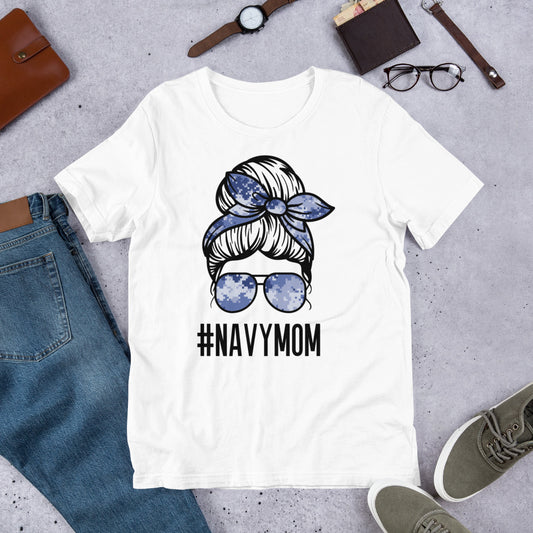 #NavyMom Messy Bun Unisex t-shirt