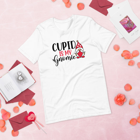 Cupid is My Gnomie Valentine's Day Unisex t-shirt