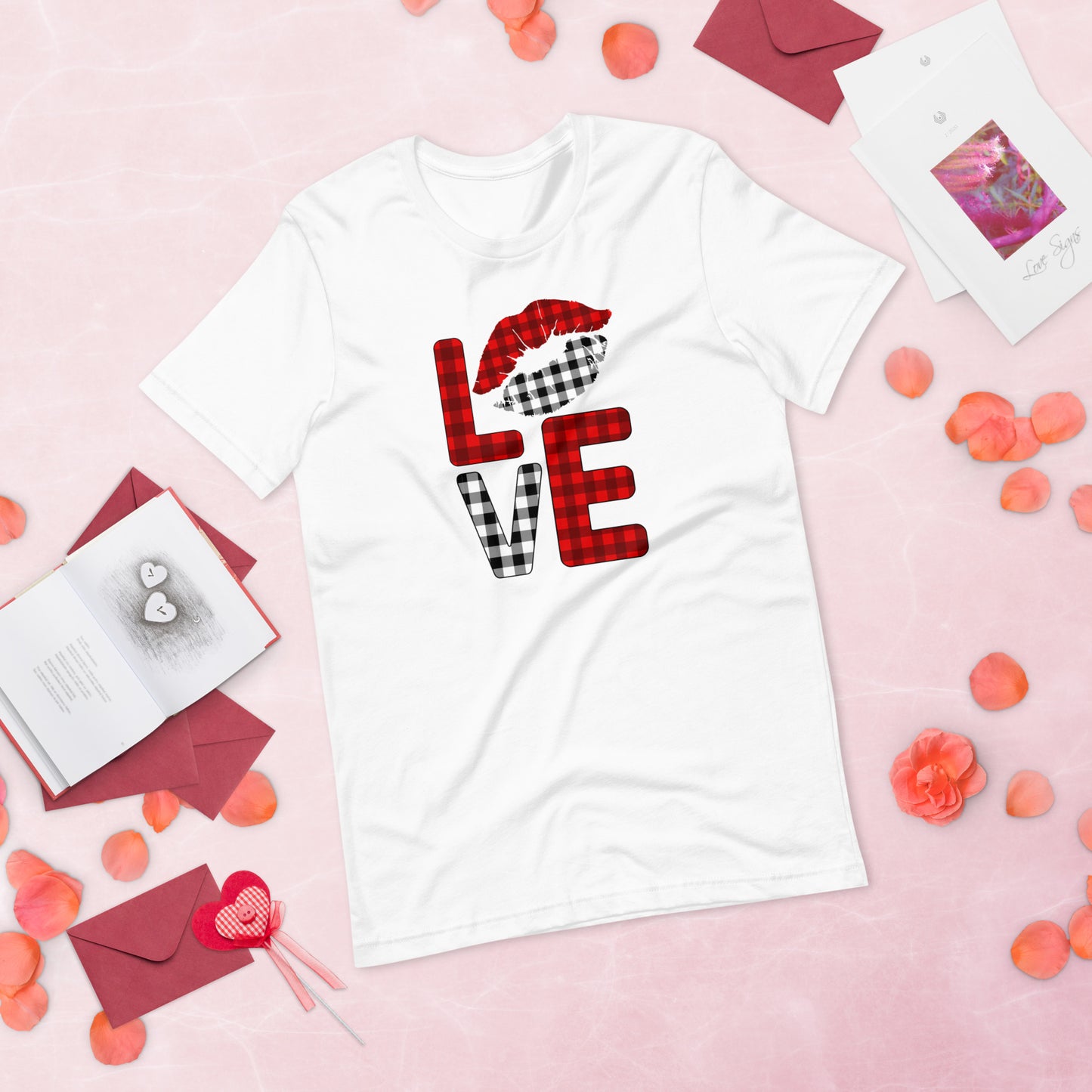 Plaid Love Block Kiss Valentine's Day Unisex t-shirt