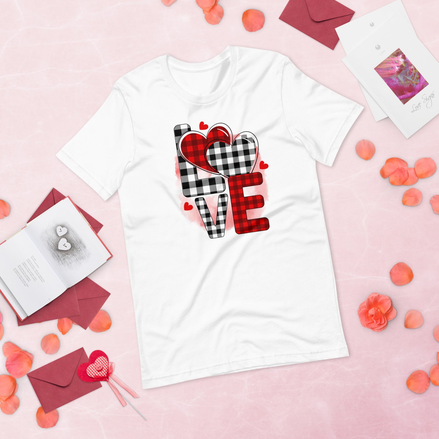 Plaid Love Block Hearts Valentine's Day Unisex t-shirt