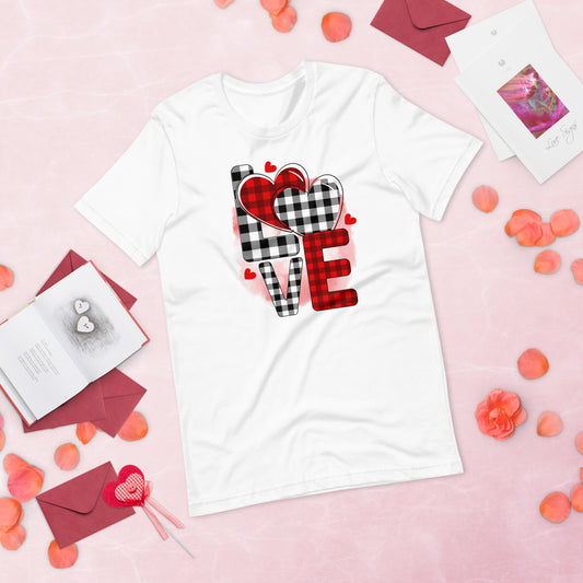 Plaid Love Block Hearts Valentine's Day Unisex t-shirt