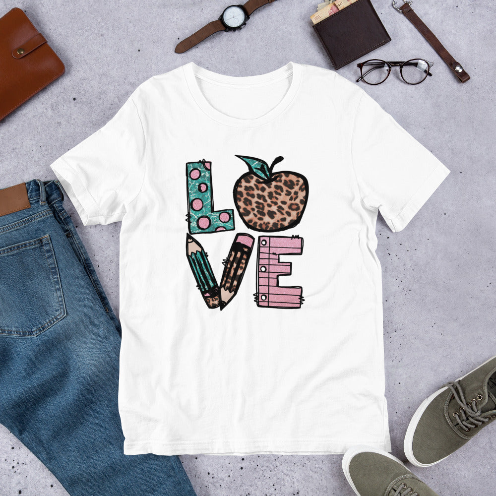 School Love Block - Leopard & Apple Unisex t-shirt