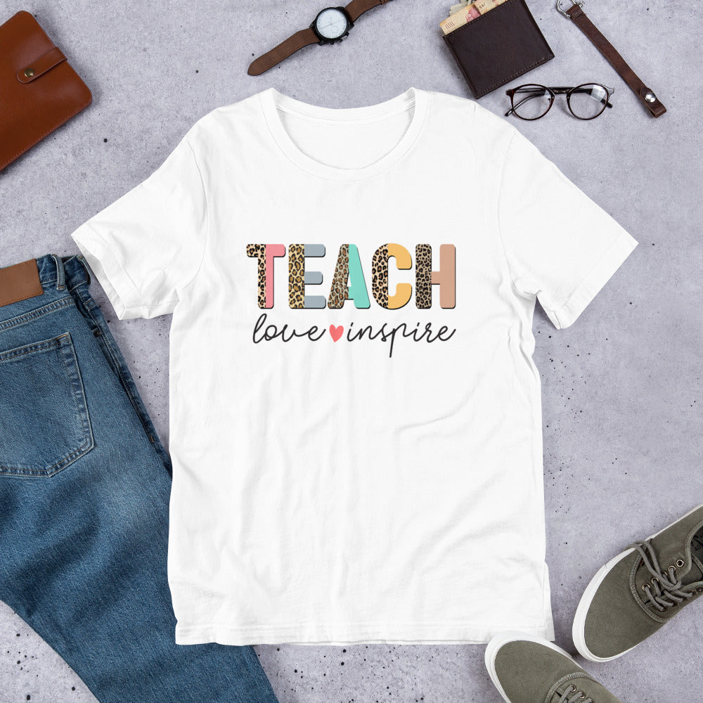 Teach love Inspire Teacher Unisex t-shirt