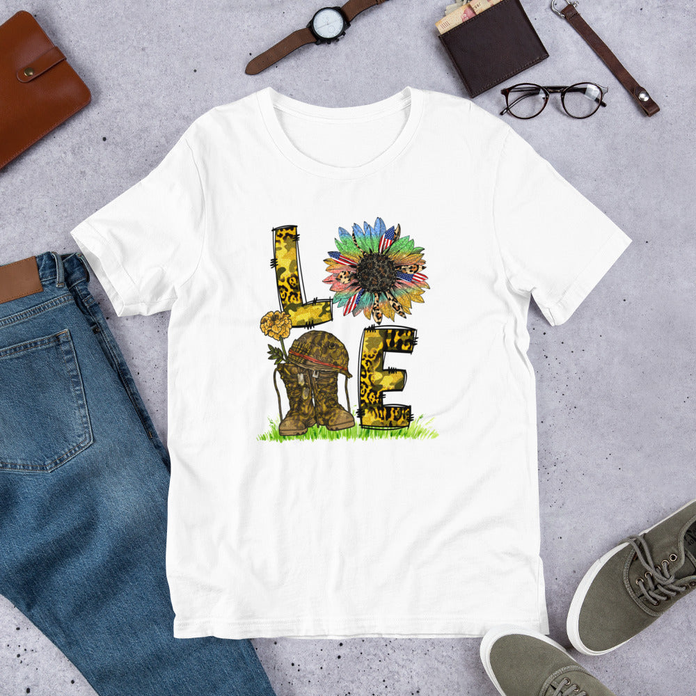 US Military Sunflower Love Block - Military Veteran Unisex t-shirt