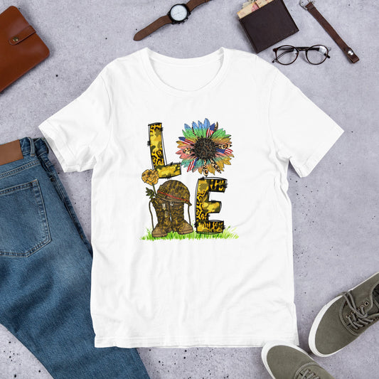 US Military Sunflower Love Block - Military Veteran Unisex t-shirt