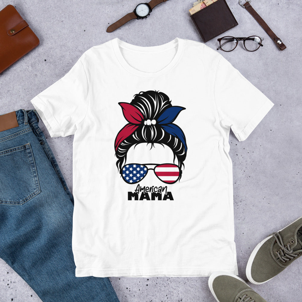 American Mama Messy Bun Unisex t-shirt