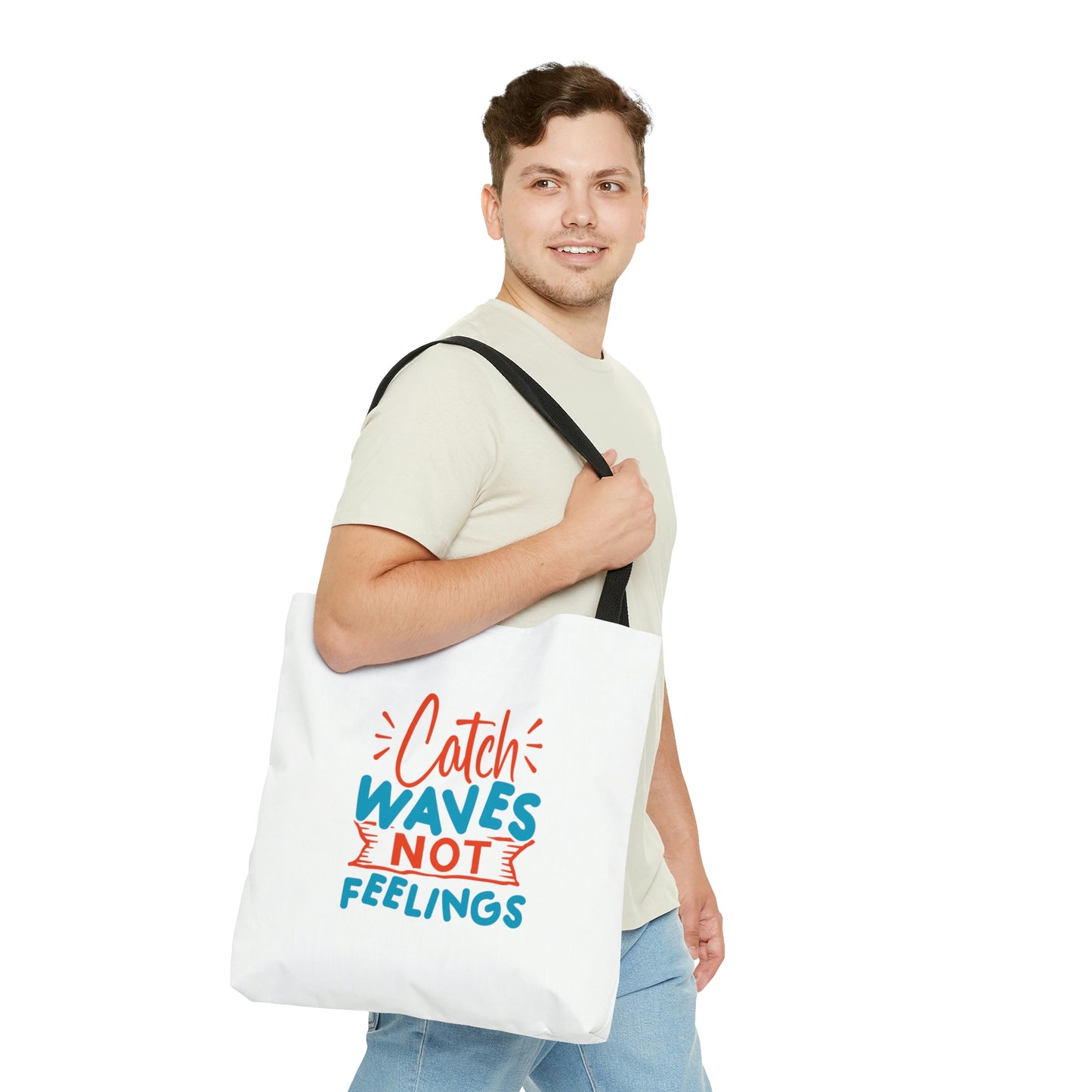 Catch Waves, Not Feelings Summer Beach Tote Bag (AOP)