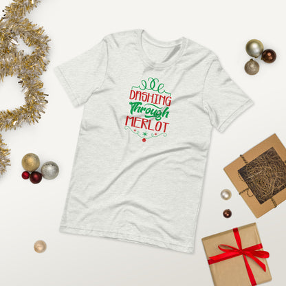 Dashing through Merlot Funny Christmas Unisex t-shirt