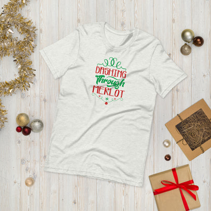 Dashing through Merlot Funny Christmas Unisex t-shirt