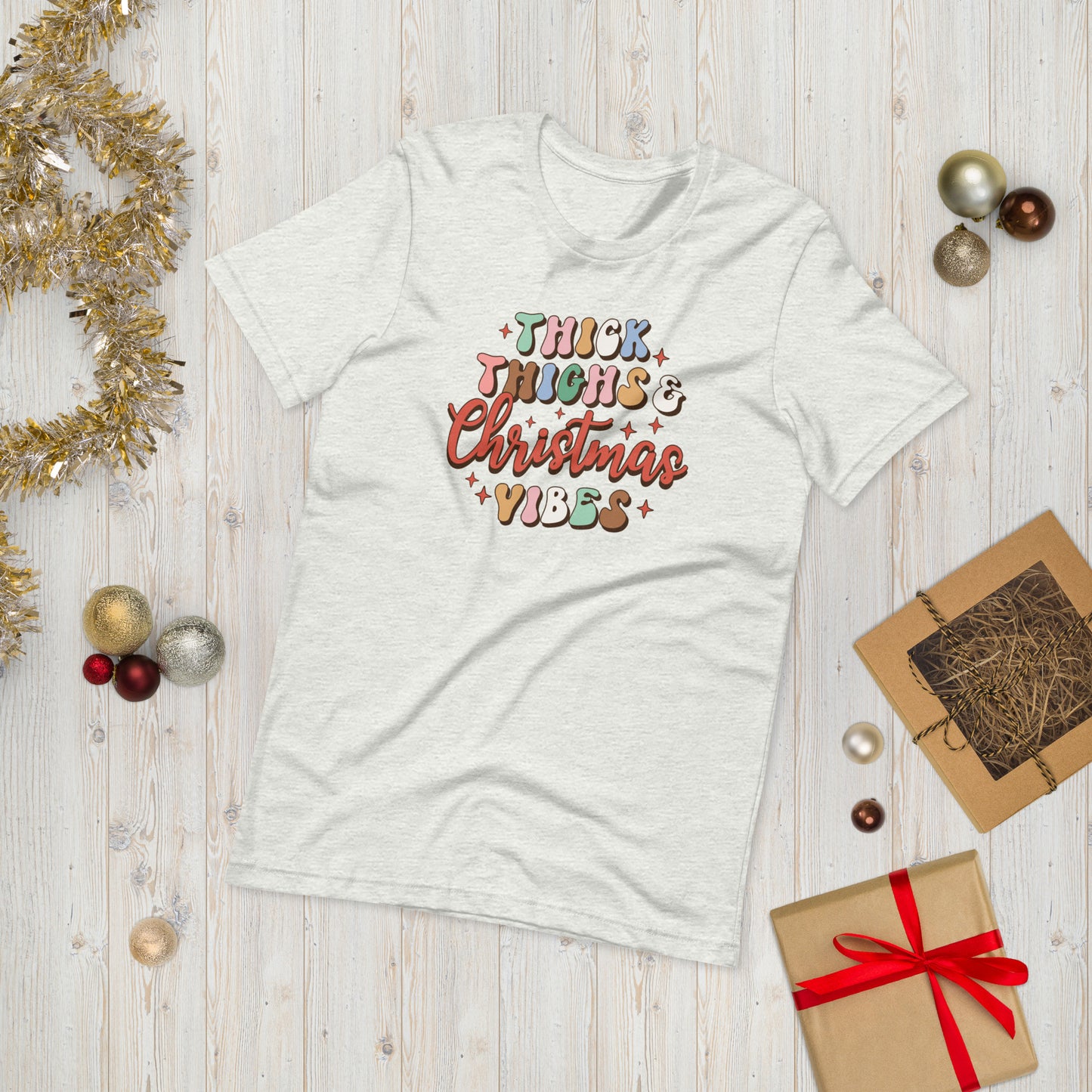 Thick Thighs & Christmas Vibes Funny Unisex t-shirt