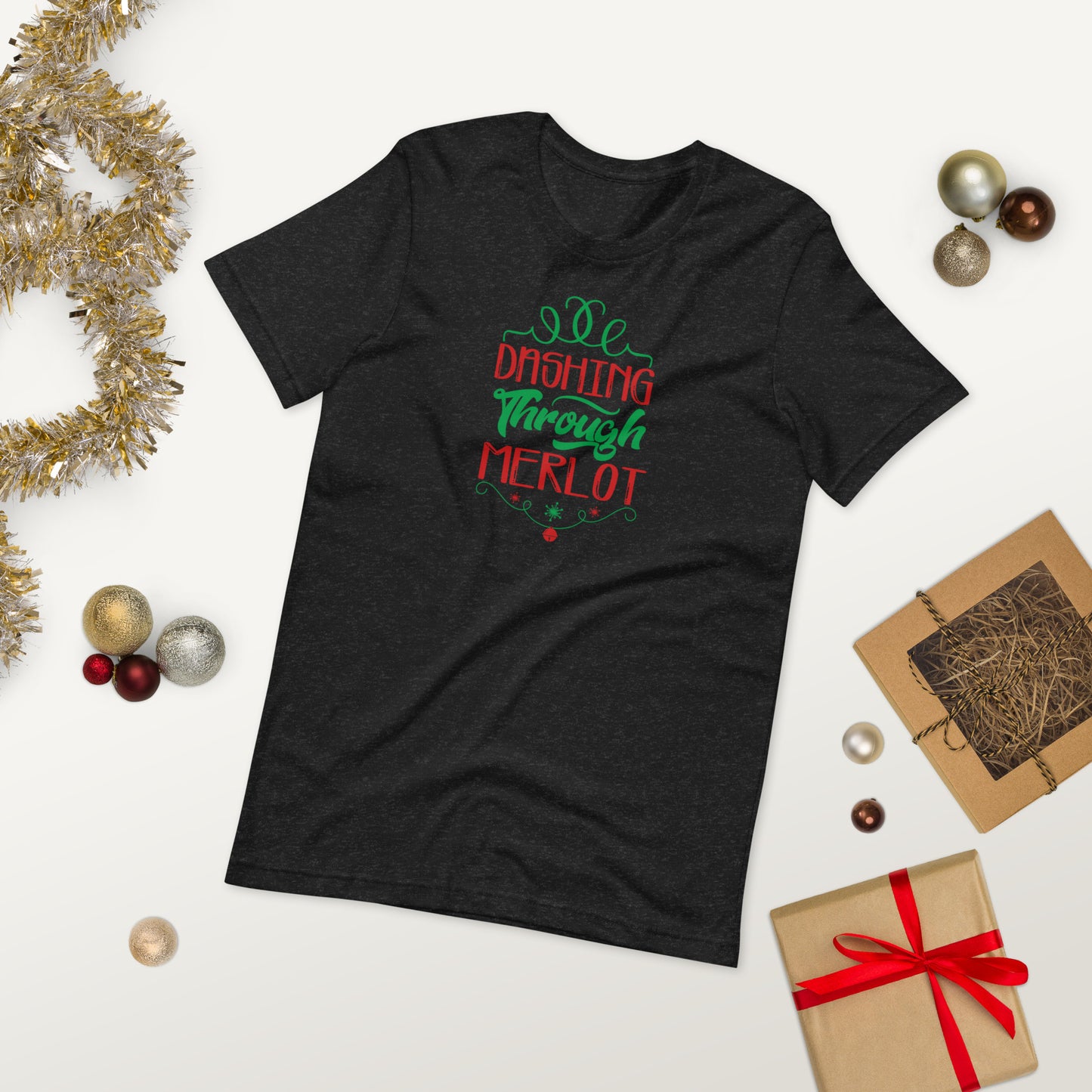 Dashing through Merlot Funny Christmas Unisex t-shirt