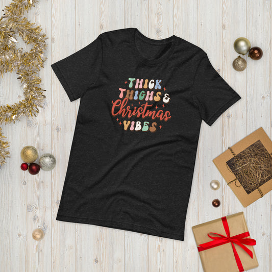 Thick Thighs & Christmas Vibes Funny Unisex t-shirt