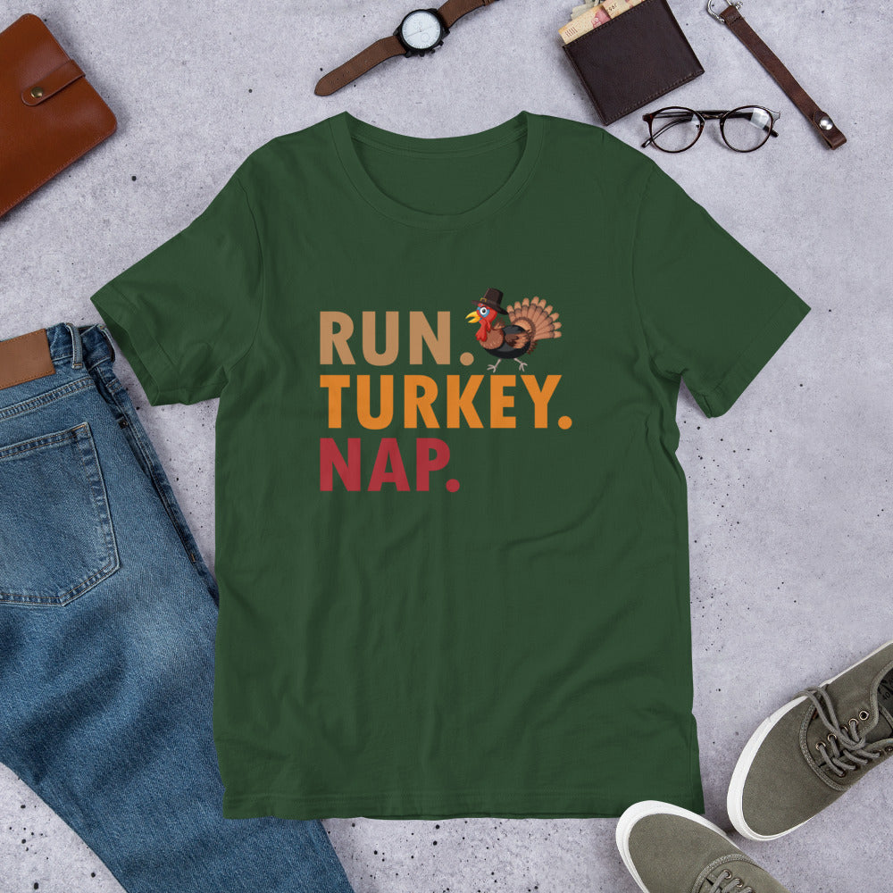 Run Turkey Nap Thanksgiving Unisex t-shirt