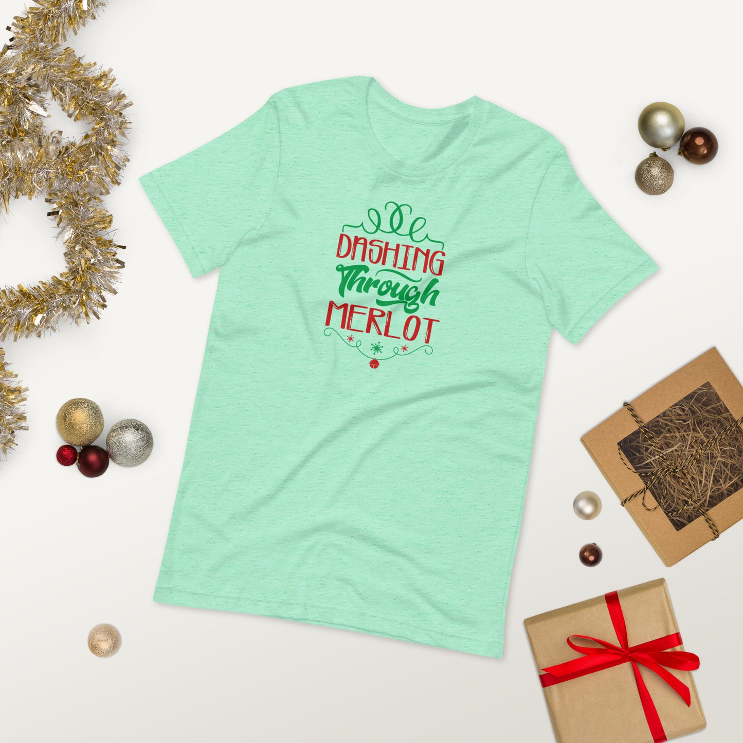 Dashing through Merlot Funny Christmas Unisex t-shirt