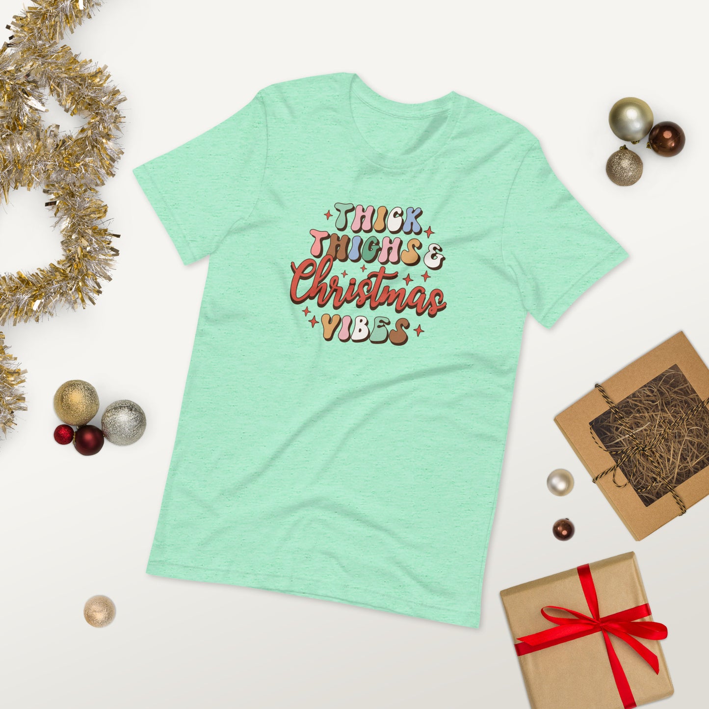 Thick Thighs & Christmas Vibes Funny Unisex t-shirt