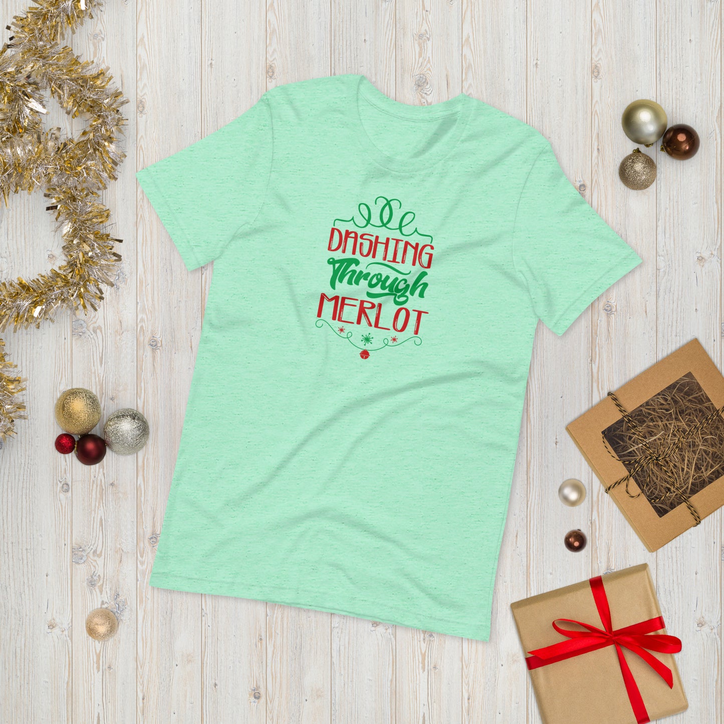 Dashing through Merlot Funny Christmas Unisex t-shirt