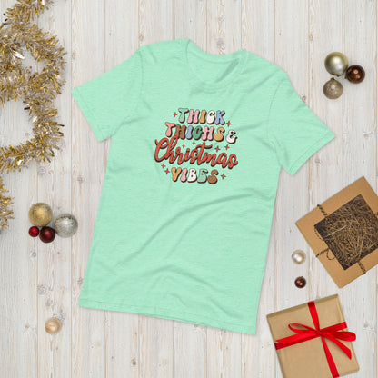 Thick Thighs & Christmas Vibes Funny Unisex t-shirt