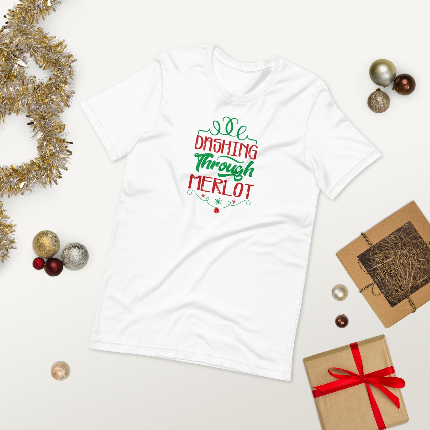 Dashing through Merlot Funny Christmas Unisex t-shirt