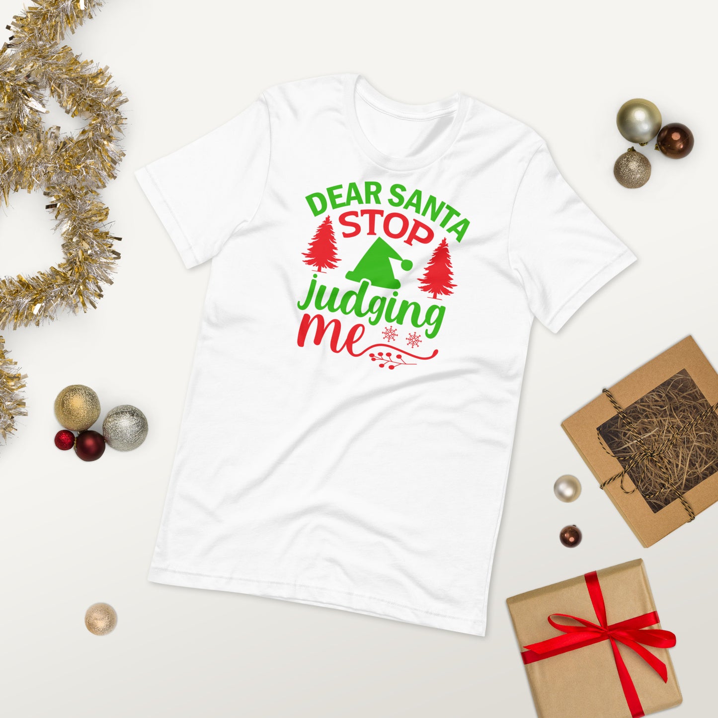 Dear Santa Stop Judging Me Funny Christmas Unisex t-shirt