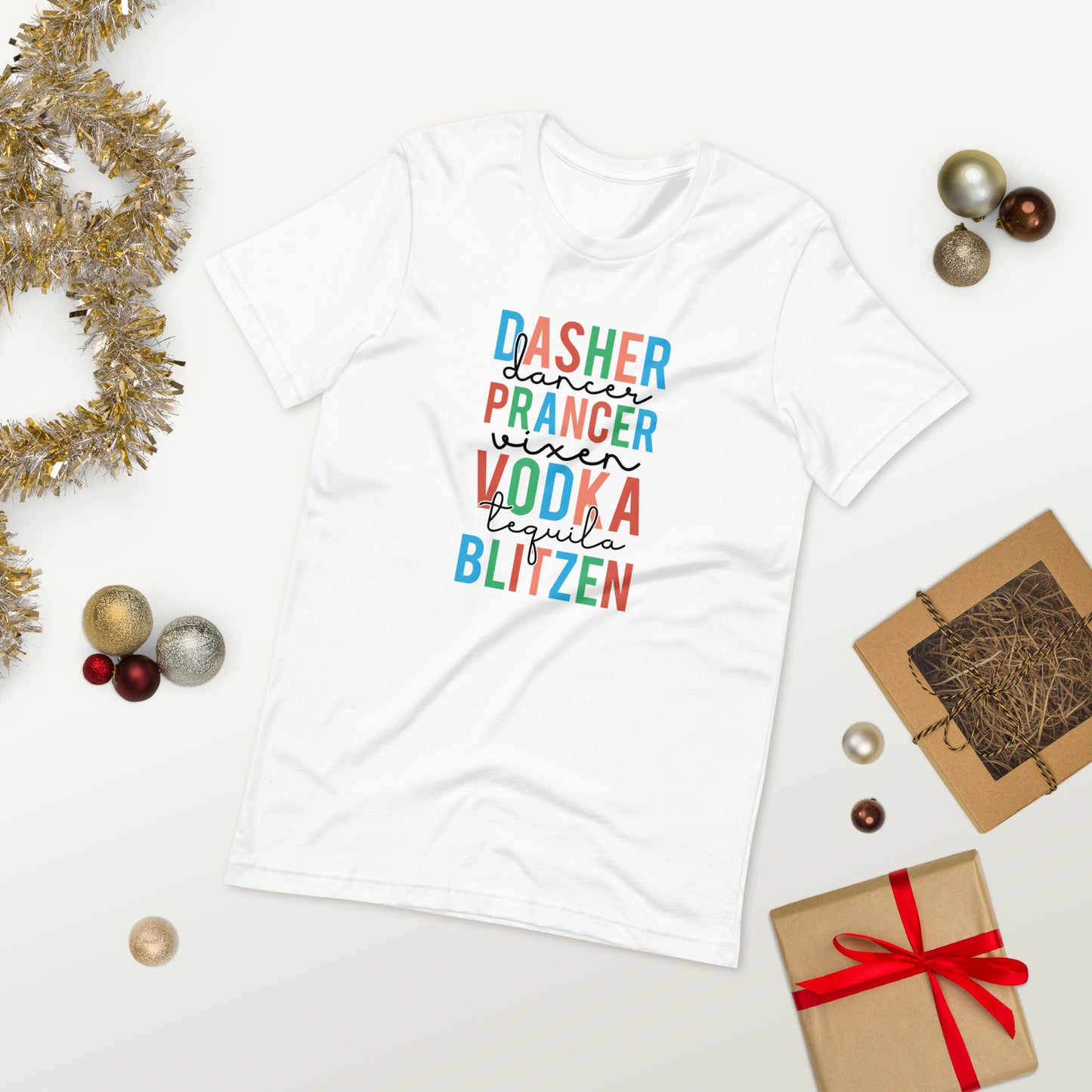 Reindeer Drinking Funny Christmas Unisex t-shirt