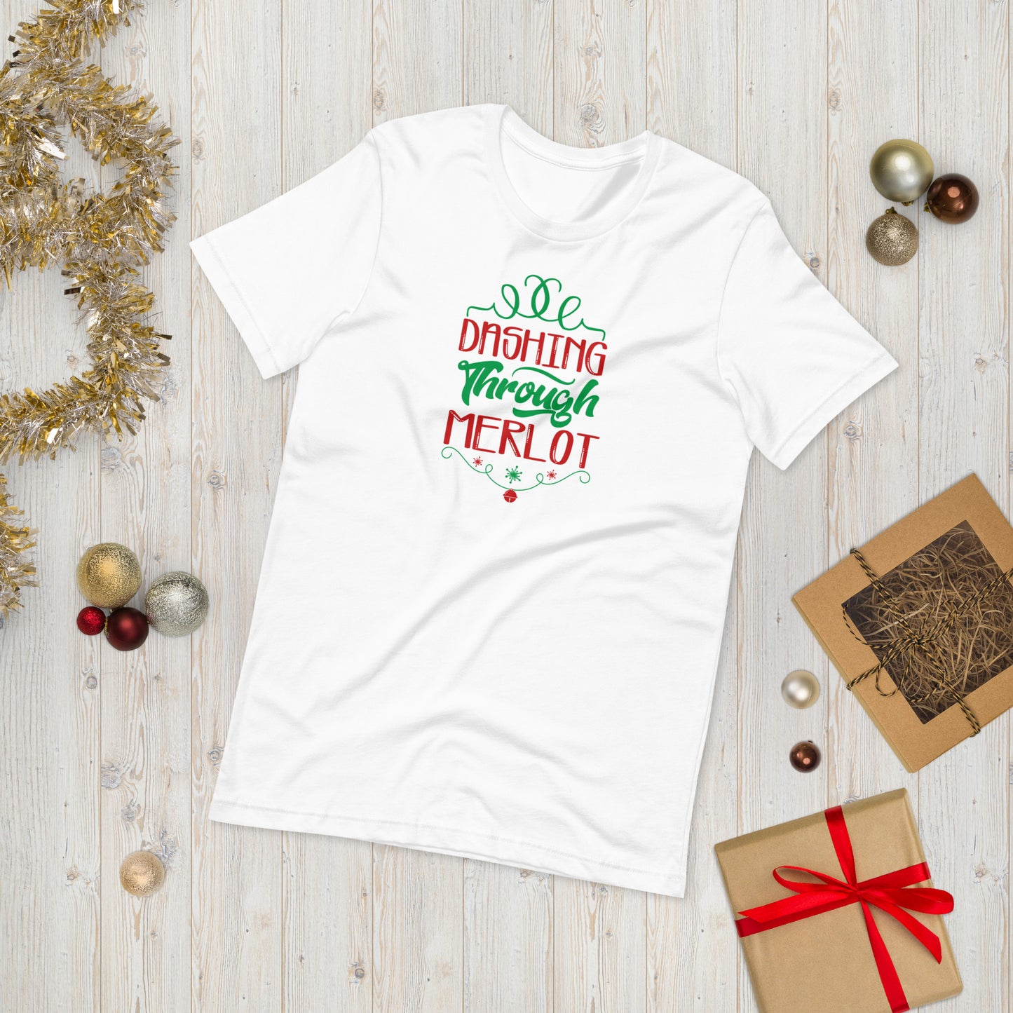 Dashing through Merlot Funny Christmas Unisex t-shirt