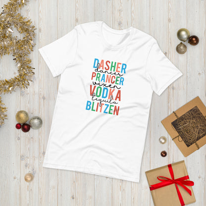 Reindeer Drinking Funny Christmas Unisex t-shirt